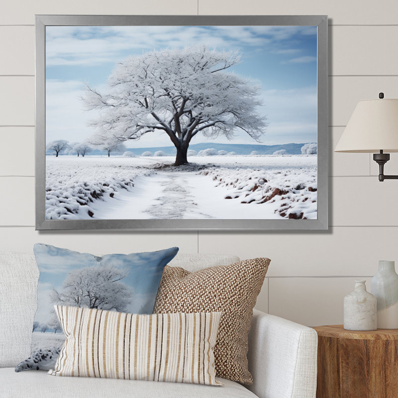 " White Tree Winters Silence ", 16" H x 32" W x 1" D, Silver