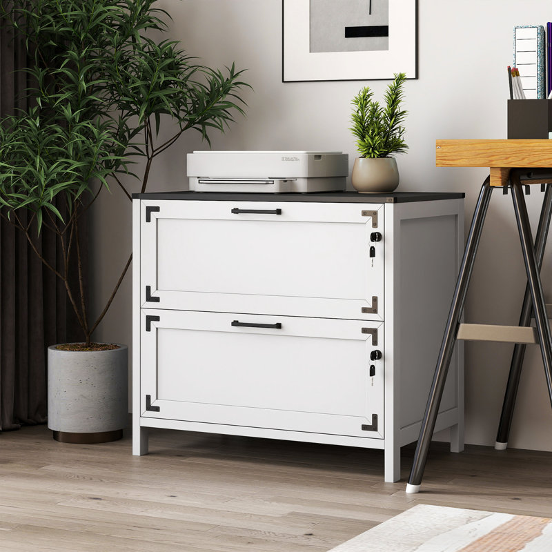 Classeur verrouillable 2 tiroirs Style, 66,6 lb, P 20 po, pour armoire de bureau à domicile de conception, hauteur 28,49 po, verrouillable, rangement