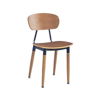 Chaise d'intérieur en acier à grain de bois avec assise et dossier en placage, 15 lb