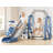 4 In 1 Toddler Slide And Swing Set, Bus-Themed Kids Slide With Basketball Hoop, Indoor Outdoor Playset-124968856