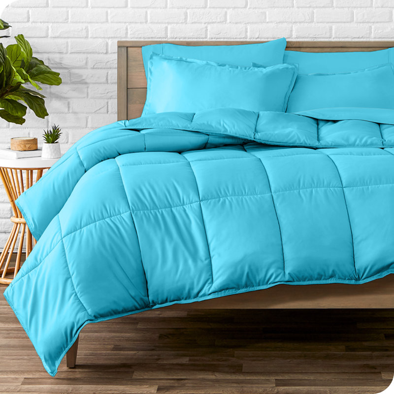 Modern & Contemporary Comforter, Twin Extra Long Comforter + Pillowcases, Aqua/Aqua