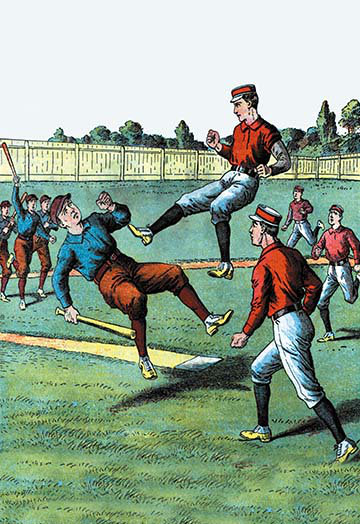 Baseball brawl commence à peindre des impressions, H 66 po x l 44 po x P 1,5 po