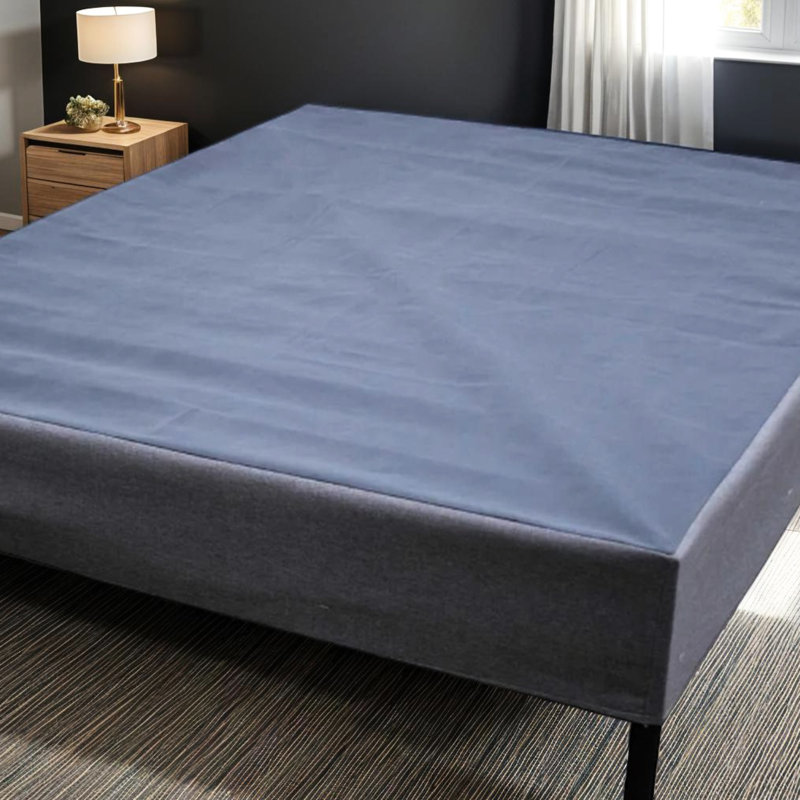 Twin Foundation In Black And Gray Tones, Heavy Duty Frame Box Spring A Single Piece, Can Function With Or Without Legs, Effortless Setup, Suitable For Standard Mattress Sizes, 1000 Lb Capacity, 42.06