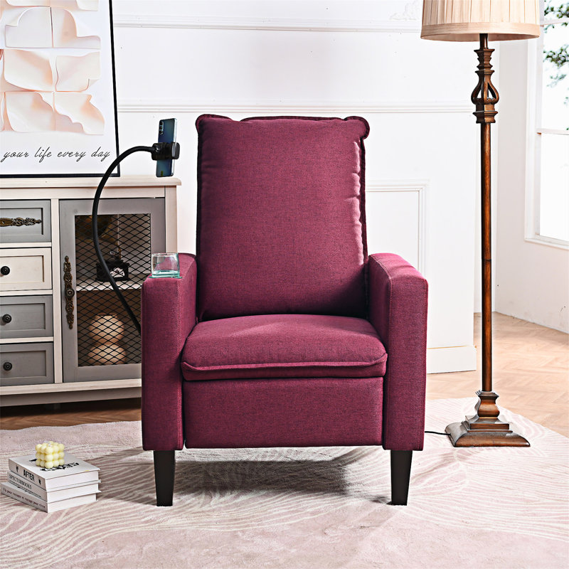 Fauteuils inclinables modernes avec porte-téléphone portable et porte-gobelet, Polyester rouge