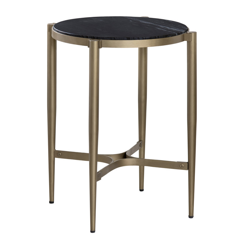 Watchman Black Marble And Metal Round Accent_End Table