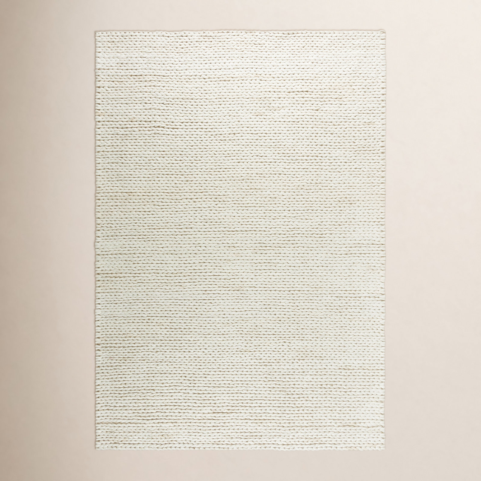Hiram Beige Hand-Woven Wool Rug, Rectangle 7'9" X 9'9"