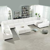 Zijun Convertible 13 Seater U-Shaped Modular Linen Sofa Sectional with 6 Ottoman for Living Room