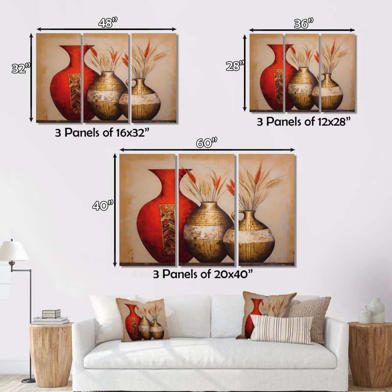 «Boston - Boho Pottery», ensemble de reproductions d'art mural, H 32 po x l 48 po x P 1 po
