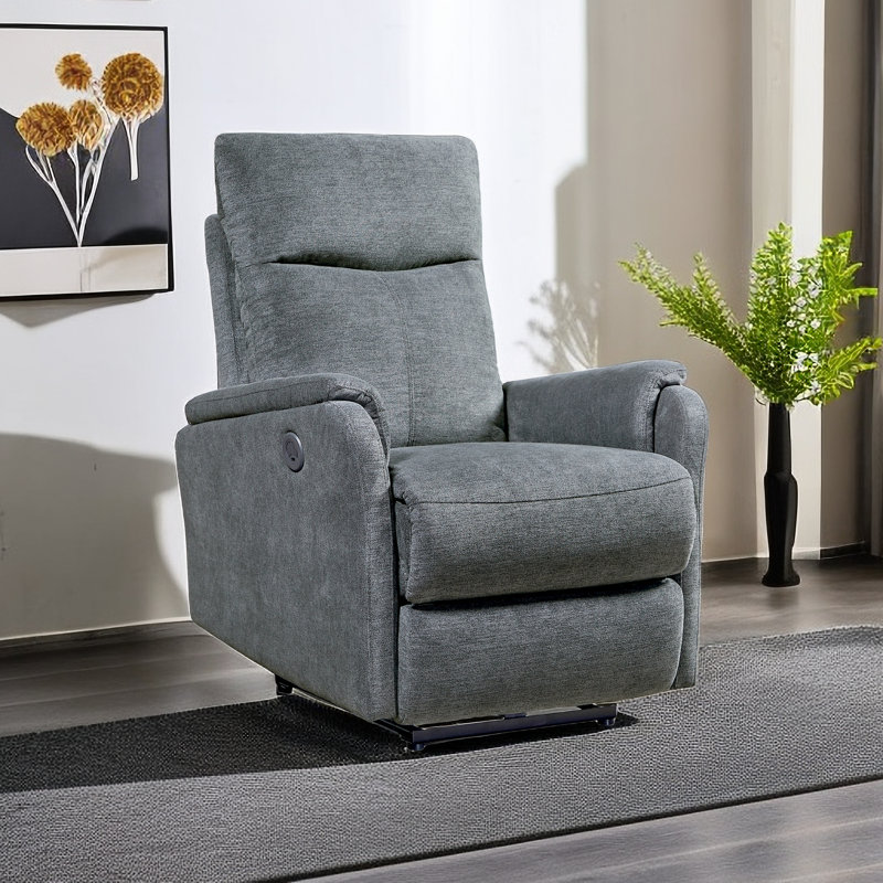 Upholstered Massage Chair, Gray Polyester