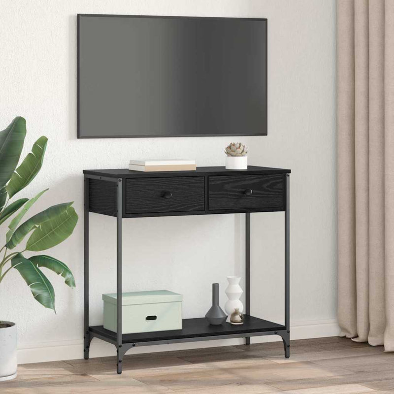 Console Table, 75cm H x 75cm W x 34.5cm D, Black Oak