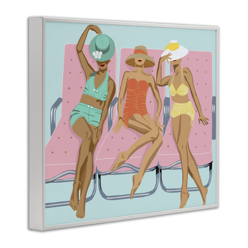 «Glam Beach Friends», estampe numérique par Jen Bucheli, Giclée encadrée blanc bord de mer, H 16 po x l 20 po