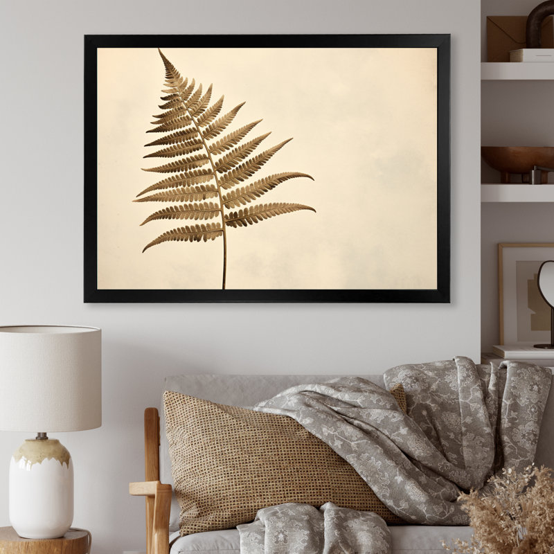 " Beige Ferns Plant Timeless Elegance II ", Cadre simple noir, H 16 po x l 32 po x P 1 po