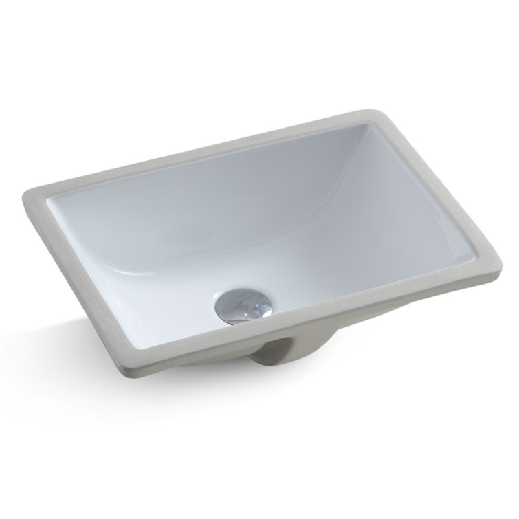 Kube Bath 13.125'' White Ceramic Rectangular Bathroom Sink with Overflow