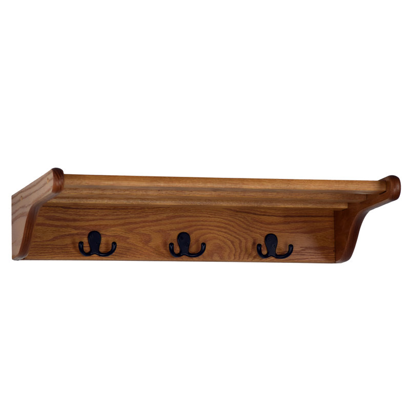 Annafran Solid Wood Wall 6 - Hook Wall Mounted Coat Rack, Medium Oak