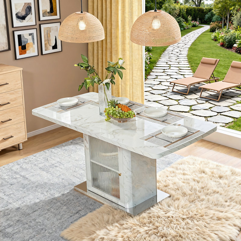 Table de salle à manger moderne 47,24 "-63", Blanc