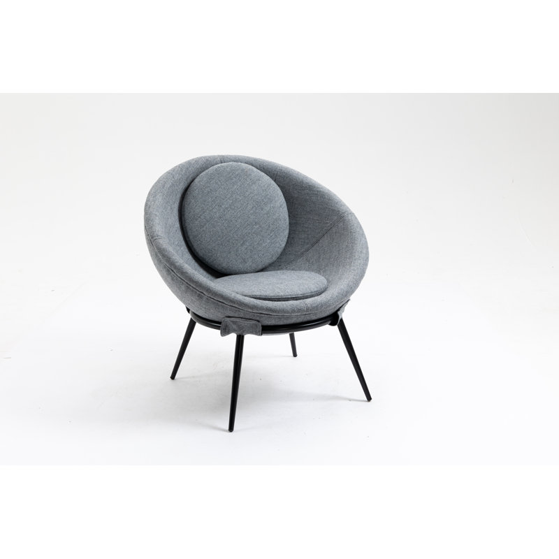 Vintage Upholstered Cup Accent Chair, Gray 100% Polyester