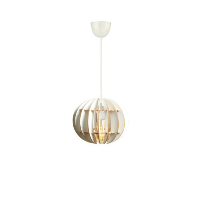 Élégant lustre sphérique (2 pièces), blanc, hauteur réglable 23,6 po | Corps en panneau de fibres à densité moyenne, culot E27 de 40 W maximum | Design scandinave moderne et glamour, parfait pour l'éclairage de la salle à manger, du salon et du vestibule