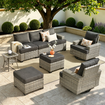 Tommy 7 Person Wicker/rattan Sofa Seating Group With Cushions