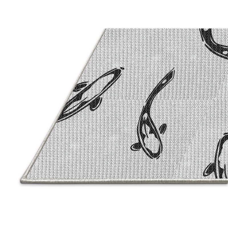 Tapis gris/zone noire à motifs Forteau, Rectangle 5 pi x 7 pi