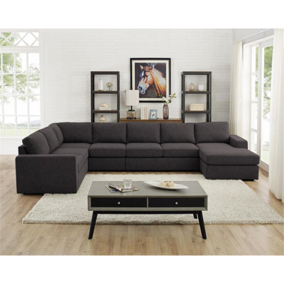 Mcinturff Mountain Lodge Modular Sectional Sofa With Reversible Chaise, U Shaped Sectional with Chaise