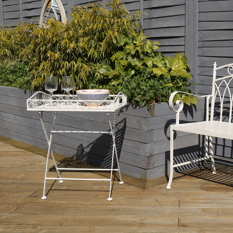 Elsmere Rectangular Metal Folding Outdoor Side Table , 67cm cm W 55cm cm D, White