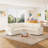 Abramson L Shaped Sleeper Sectional Sofa Couch With Storage Seat Beige Corduroy-117494800