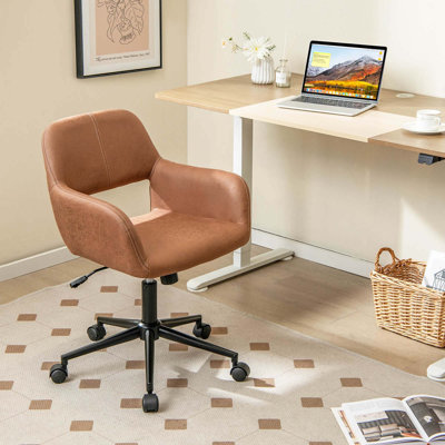 Chaise de bureau avec dossier ergonomique Ebern Designs Leathaire