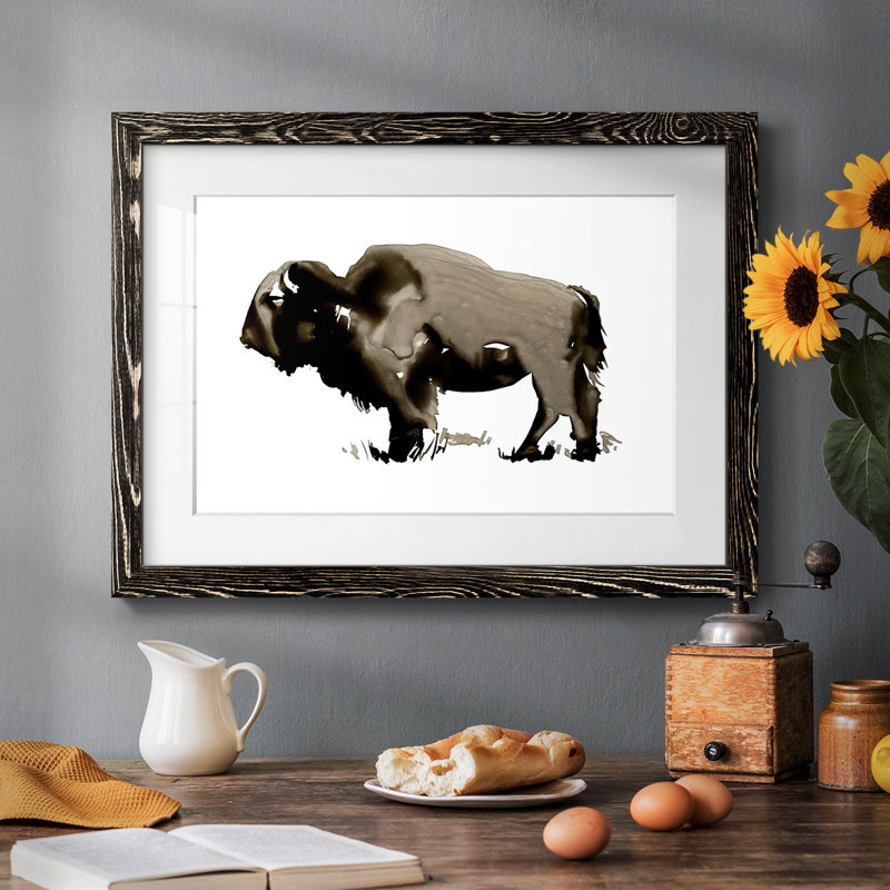 Bison monochrome II - impression d'un cadre photo unique, H 28 po x l 42 po x P 1,5 po, Noir