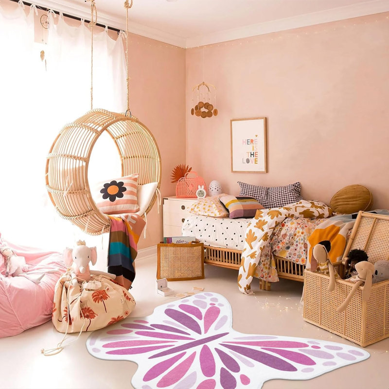 Butterfly Shaped Area Rug, Novelty 2'11" x 3'7", Pink