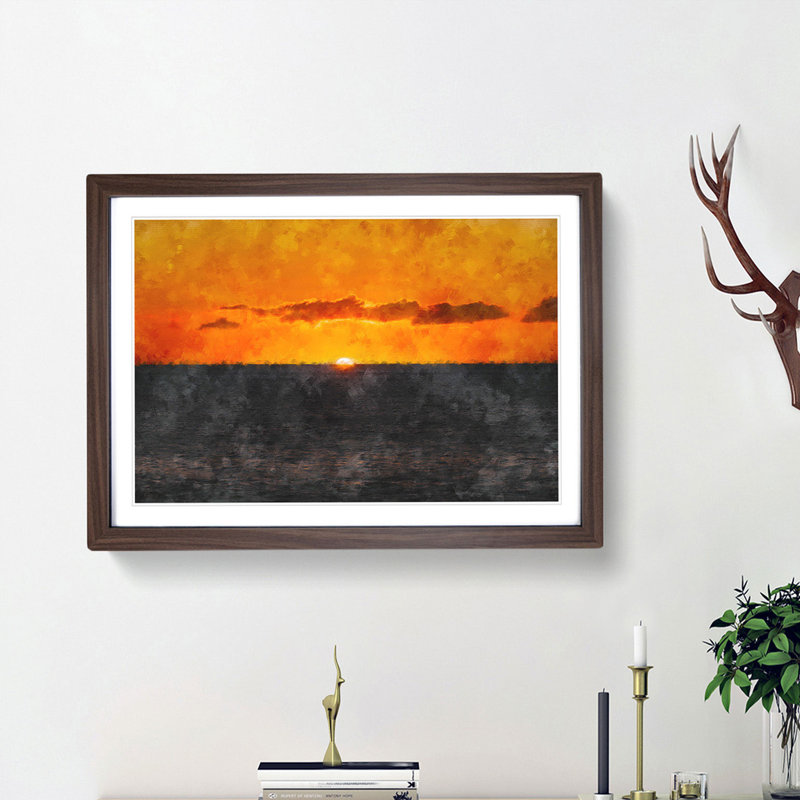Goodbye to the Sun - Wall Art, 45cm H x 63cm W x 2cm D, Walnut Single Picture Frame Wood