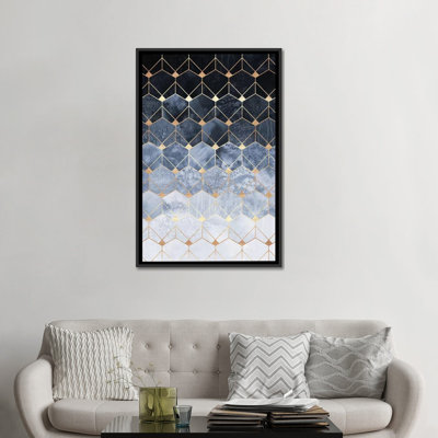 Blue Hexagons And Diamonds by Elisabeth Fredriksson - Graphic Art