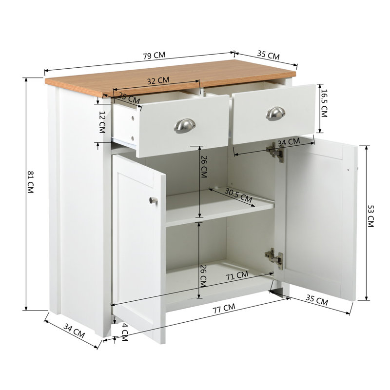 Bollman 79cm Sideboard, Oak/White