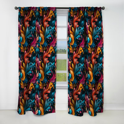 Mélange de motifs artistiques Boho II - rideau floral - rideau occultant floral - 1 panneau