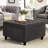 Comfortable Button Storage With Wood Legs, Dark Grey For Indoor Use Wooden Legged Upholstery And Compartment-17142751