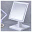 Miroir de salle de bain blanc à piédestal avec base en polyrésine et bois, grand miroir de maquillage rond de 9,5 pouces pour comptoir de salle de bain