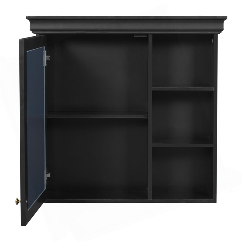 Armoire à pharmacie de salle de bain avec miroir 30 po x 28 po, armoire à miroir murale avec rangement, armoire de rangement noire au-dessus de la toilette pour salle de bain