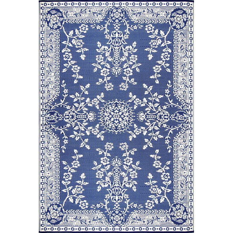 Garland Oriental Polypropylene Blue Indoor/Outdoor Area Rug - Reversible, UV Resistant, Rectangle 5' x 8'