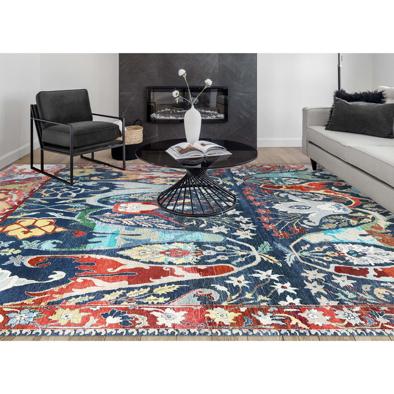 Oriental Area Rug in Red/Navy/Blue, Rectangle 10' x 14'