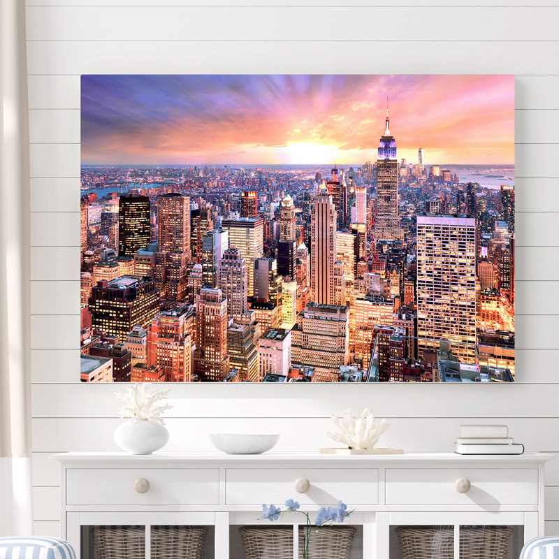 «Kerriana New York City NYC Cityscape in Glowing Light», reproduction de photo sur toile tendue, H 24 po x l 36 po x 1,5 po