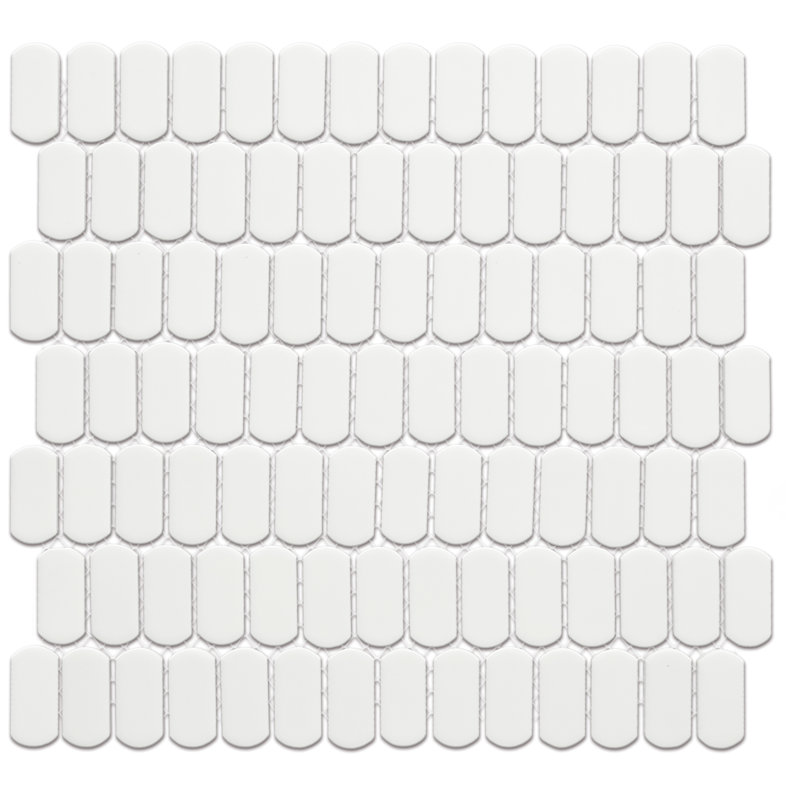 Hudson Capsule 12-1/4 In. X 13-1/8 In. Porcelain Mosaic Tile, Matte White 
