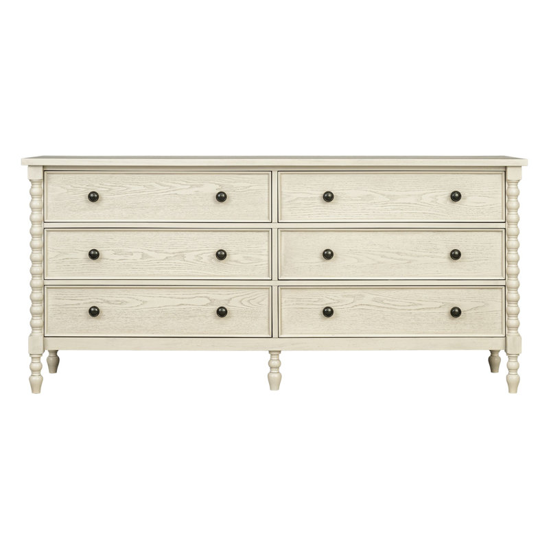 Beckett 6-Drawer Wood Large Dresser, Antique Cream