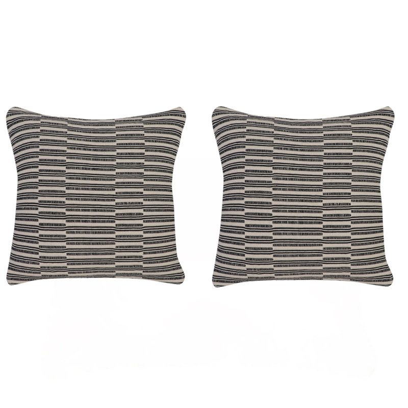 Ensemble de 2 coussins décoratifs tissés à rayures bicolores