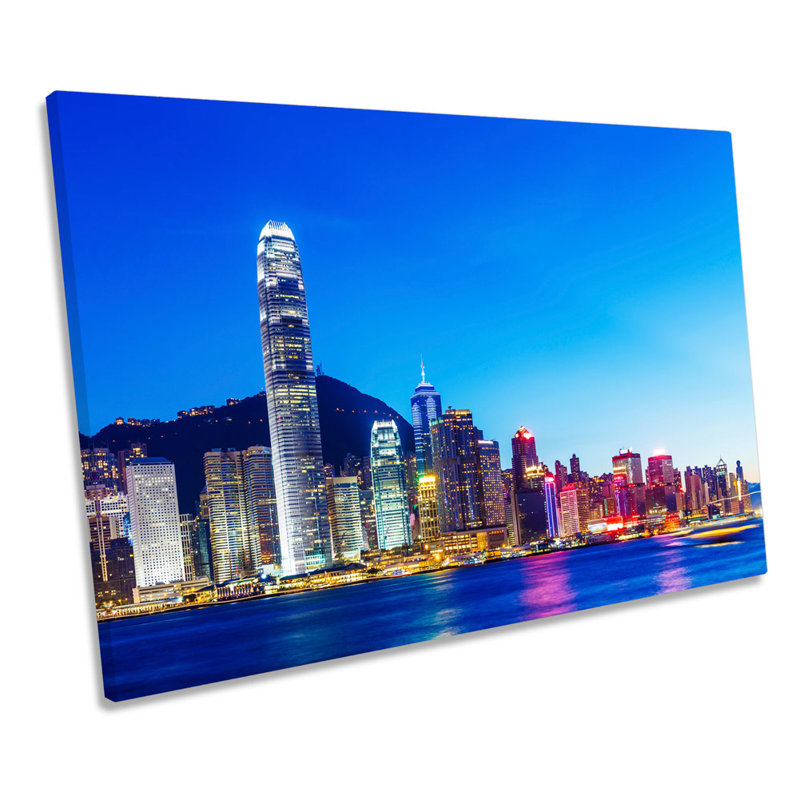 Hong Kong Skyline City - Wrapped Canvas Print, 30.5cm H x 45.7cm W