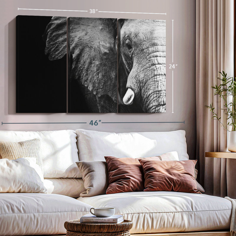 «Wise Elephant» sur toile, H 42 po x l 65 po