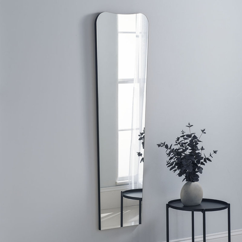 Alela Asymmetrical Wall Mirror, 375.92 cm H x 116.84 cm W, Black