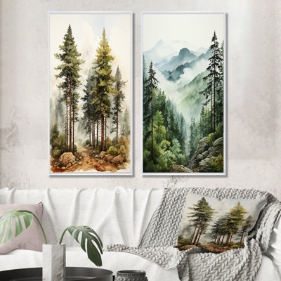 «Softwood Redwood Trees In Us Forest», ensemble de 2 reproductions d'art sur toile
