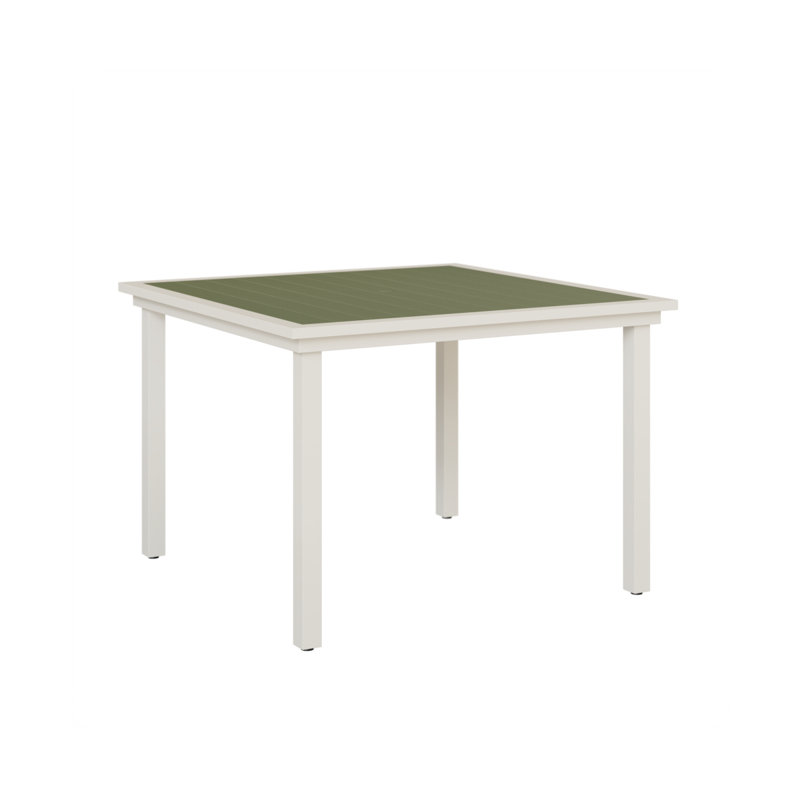 Vida Outdoor Square Dining Table, Matte White, Sage