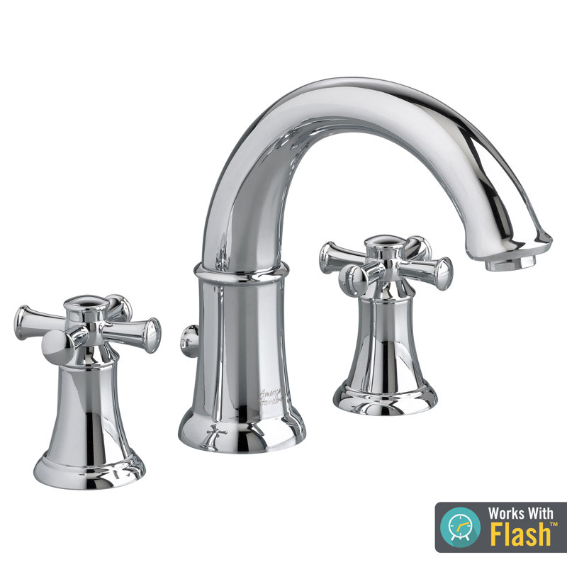 Garniture de robinet de baignoire romaine à fixation sur plateau à poignées doubles Portsmouth, Chrome poli