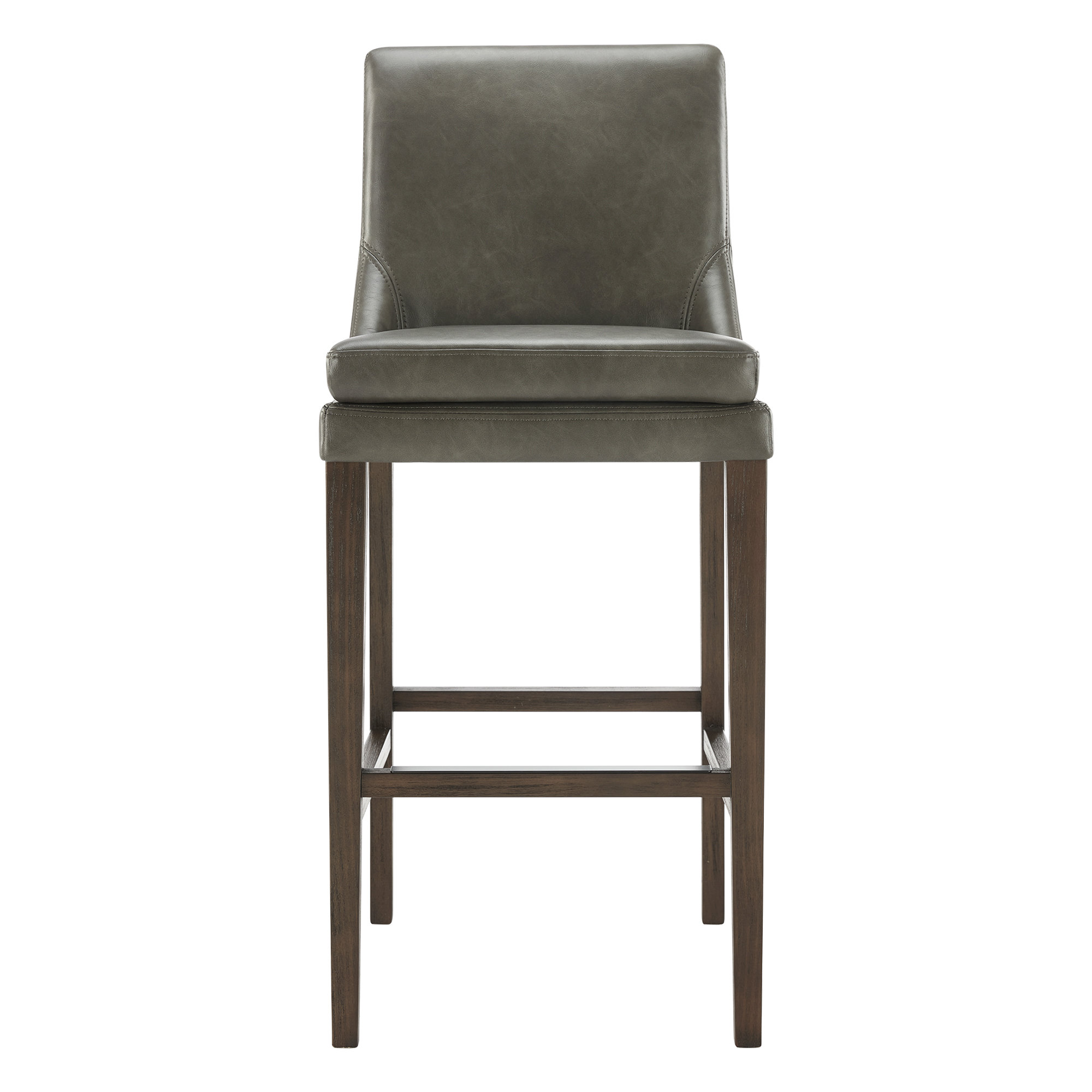 Niara Upholstered Stool, Copley Slate Faux Leather/Brown, Bar Stool (30” Seat Height)