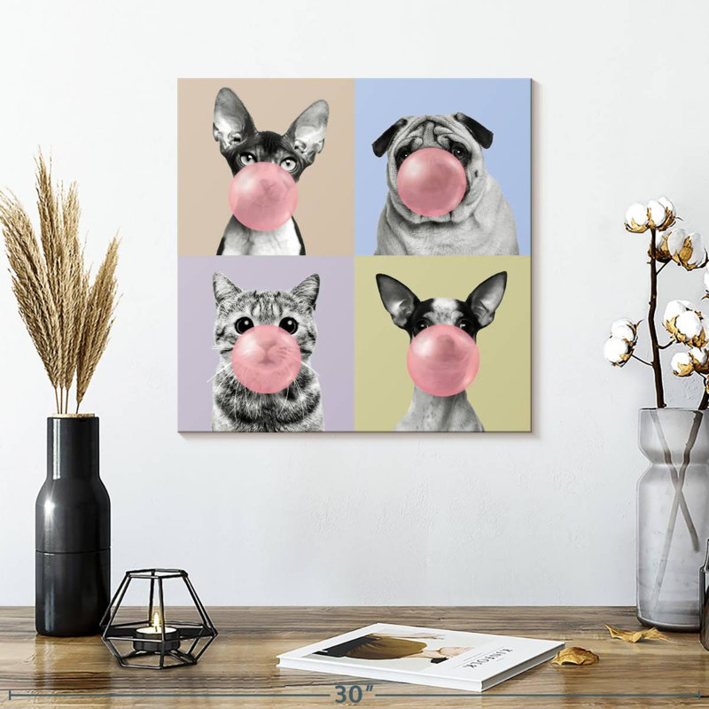 " Bubble Gum Pets ", 16" H x 16" W x 1.25" D